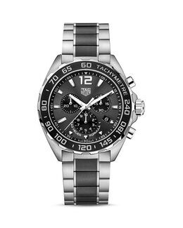 Мужские кроссовки Formula 1 Quartz Grey Steel &; Черный керамический хронограф, 43 мм Tag Heuer, цвет Multi 1726900 | black/silver