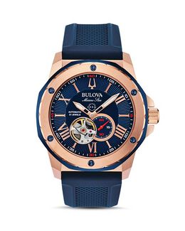 Автоматические часы Marine Star с синим силиконовым ремешком, 45 мм Bulova, цвет Blue 3287520 | blue