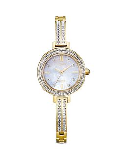 Часы Eco Drive Silhouette с кристаллами, 25 мм Citizen, цвет White 3831343 | white