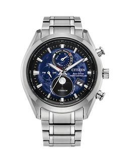 Роскошные титановые часы Eco-Drive Sport, 43 мм Citizen, цвет Blue 4924002 | blue/silver