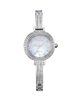 Часы Eco Drive Silhouette с кристаллами, 25 мм Citizen, цвет White 3831342 | white