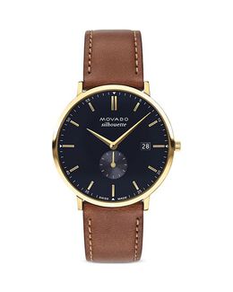 Часы Silhouette из нержавеющей стали с ионным покрытием золотистого цвета, 40 мм Movado, цвет Black 4717710 | black/brown