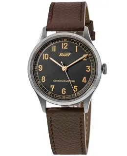 Tissot Heritage 1938 Automatic COSC Model T142.464.16.062.00 Men's Grey Dial Leather Strap Watch