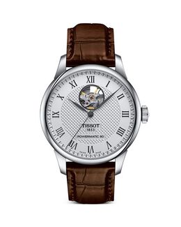Часы Le Locle Powermatic 80 Open Heart, 39 мм Tissot, цвет Silver 4515772 | silver/brown