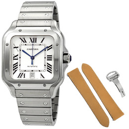 Cartier Santos Large Model Silvered Opaline Dial Mens Watch wssa0018
