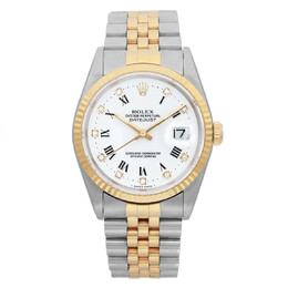 Pre-owned Rolex Datejust Automatic Chronometer Diamond White Dial Unisex Watch 16233 wdj