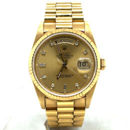 Pre-owned Rolex Day-Date Automatic Diamond Dial Yellow Gold Watch Model 18238 CDP