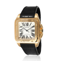 Pre-Owned Cartier Santos Mens Watch Yellow Gold Case