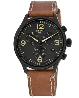 Tissot Chrono XL Classic - Men's Watch with Black Dial, Brown Leather Strap