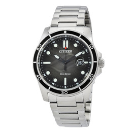 Citizen AW1816-89E Marine 1810 Mens Eco-Drive Watch - Black Dial, Stainless Steel Case with Aluminum Bezel