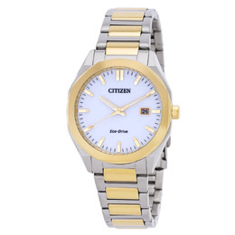 Citizen Octangle Eco-Drive White Dial Two-Tone Mens Watch bm7624-82a