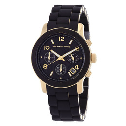 Michael Kors Runway Chronograph Quartz Black Dial Ladies Watch mk7385