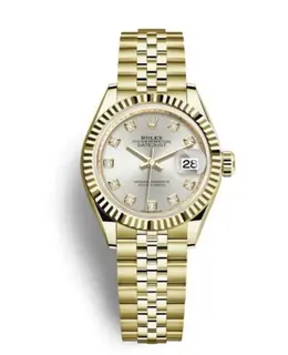 Rolex Lady-Datejust 28 Silver Diamond Dial Yellow Gold Women's Watch M279178-0016