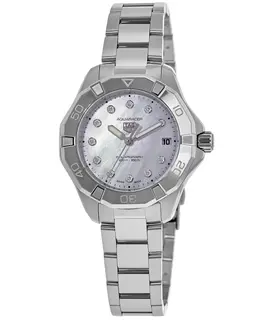 Tag Heuer Aquaracer Professional 200 Solargraph Mother of Pearl Diamond Dial Steel Women's Watch wbp1313.ba0005