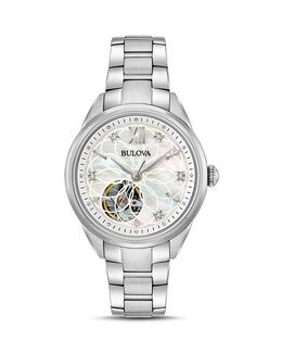 Автоматические часы, 34,5 мм Bulova, цвет Silver 2612586 | white/silver