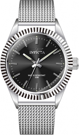 Invicta 45705 Mens Quartz Watch Special Edition Black Dial Silver Case with Mesh Strap