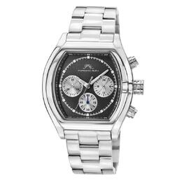 Porsamo Chrono Man Blue Roman - Men's Quartz Chronograph Watch with Black Dial and Stainless Steel Bracelet, Model: 1291CROS