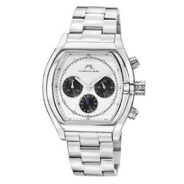 Porsamo Bleu Roman Chronograph Watch for Men - White Dial, Stainless Steel Case and Bracelet