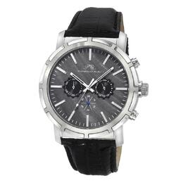 Porsamo Bleu NYC Chrono Chronograph Watch - Men's Black Dial Stainless Steel & Leather Strap