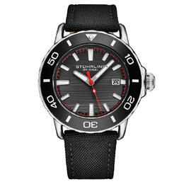 Stuhrling Original Aquadiver Mens Quartz Black Dial Watch Model M18248