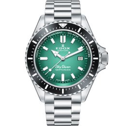 Edox SkyDiver Neptunian Automatic Green Dial Watch 80120 3nm vdn
