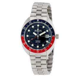 Bulova Oceanographer GMT Automatic Blue Dial Mens Watch 96b405
