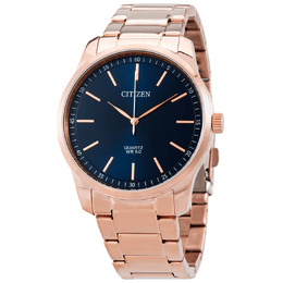 Citizen Quartz Mens Watch Blue Dial Rose Gold-tone BH5003-51L