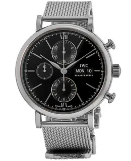 IWC Portofino Chronograph 42mm Day-Date Black Dial Men's Watch IW391030