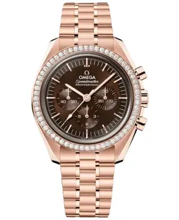 Omega Speedmaster Moonwatch Professional Manual Winding Chronograph Brown Dial Diamond Bezel Rose Gold Men's Watch 310.55.42.50.13.001 310.55.42.50.13