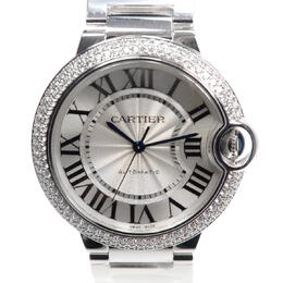Pre-owned Cartier Ballon Bleu De Cartier WE9006Z3 - White Gold, Diamond Bezel, Opaline Dial