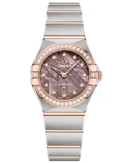Authentic Omega Constellation 25mm Quartz Watch with Lilac Dial and Diamond Bezel