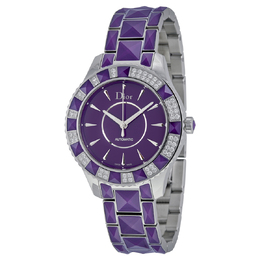 Pre-owned Dior Christal Diamond Purple Sapphire Ladies Watch CD1445126M009