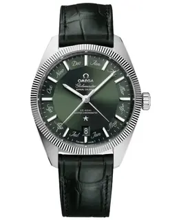 Omega Constellation Globemaster Automatic Chronometer Green Dial Green Leather Strap Men's Watch 130.33.41.22.10.001