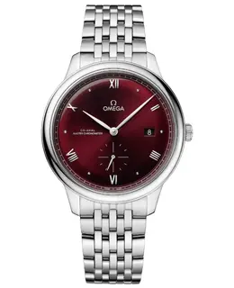 Omega De Ville Prestige 43410412011001 Co-Axial Master Chronometer, Burgundy Dial, Steel Case, 41mm Automatic Small Seconds Men's Watch
