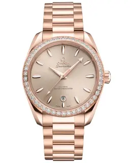 Omega Seamaster Aqua Terra Shades Automatic Chronometer Champagne Dial Diamond Rose Gold Men's Watch 220.55.38.20.09.001