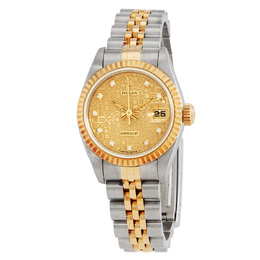 Pre-owned Rolex Datejust 69173CDJ Automatic Diamond Gold Dial Ladies Watch