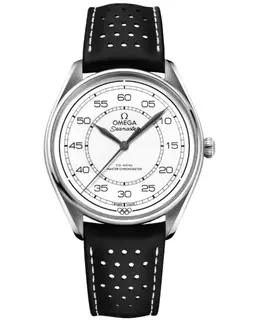 Omega Specialities Olympic Official Timekeeper 522.32.40.20.04.003 Men's Watch White Dial Black Leather Strap Automatic Chronometer