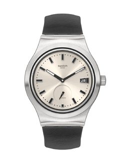 Неизбежные часы с черным кожаным ремешком Swatch, черный 7610522833692 | negro