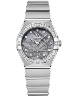 Authentic Omega Constellation 28mm Purple Dial Diamond Set Steel Watch, Model: 131.15.28.60.99.001
