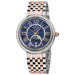 Gevril Genoa Mother of Pearl Dial Quartz Moon Phase Diamond Ladies Watch 12549b