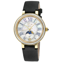 Gevril Genoa Mother of Pearl Dial Quartz Moon Phase Diamond Ladies Watch 12542