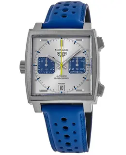 Tag Heuer Monaco Limited Edition Silver Dial Leather Strap Men's Watch caw218c.fc6548