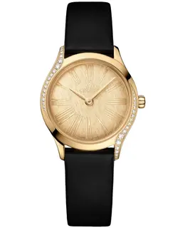 Omega De Ville Mini Tresor Quartz Gold Dial Diamond Set Yellow Gold Fabric Strap Women's Watch 428.57.26.60.99.001