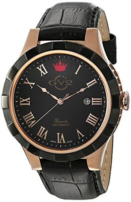 Gevril Scacchi GV2 - Men's Automatic Watch with Black Dial and Leather Strap