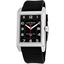 Locman Stealth R Black Dial Black Leather Mens Watch LO-240bk2bk