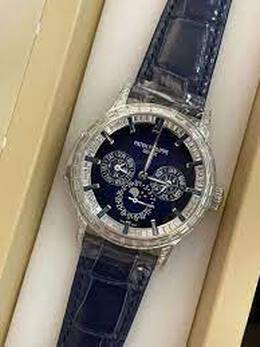 Patek Philippe Grand Complications 5374-300P-001 Perpetual Automatic Moon Phase Diamond Blue Dial Mens Watch