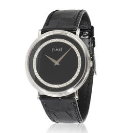 Pre-owned Piaget Altiplano Hand-Wind Diamond Black Dial Unisex Watch Model 9031
