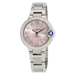 Cartier Ballon Bleu Automatic Diamond Pink Dial Ladies Watch W4BB0037