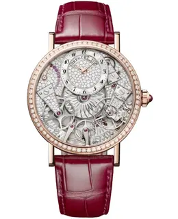 Breguet Tradition Automatic Small Second Diamond Dial 18K Rose Gold Leather Strap Women's Watch 7035br/d8/9v6/d00d