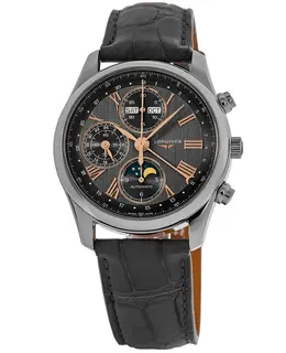 New Longines Master Complications L27734612 Grey Dial Leather Strap Men's Watch